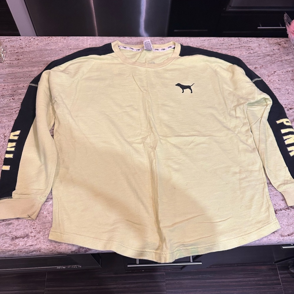 Yellow and Black Long Sleeve Shirt LOVE PINK - Picture 8 of 8